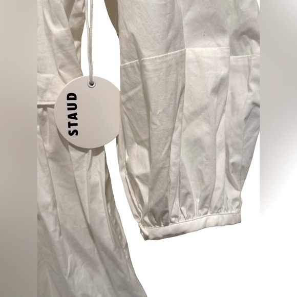 STAUD NWT Stunning White Buttoned Ruffled Bishop Sleeve Maxi Sundress - Picture 6 of 13